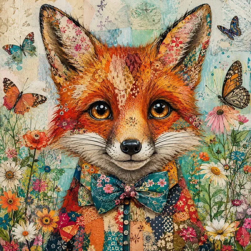 Whimsical Mixed Media Animal Portraits