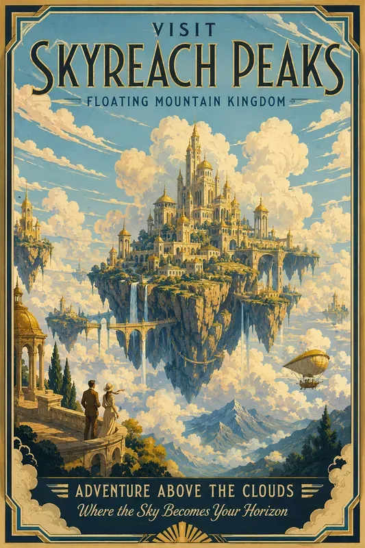 Vintage Fantasy Travel Poster Generator