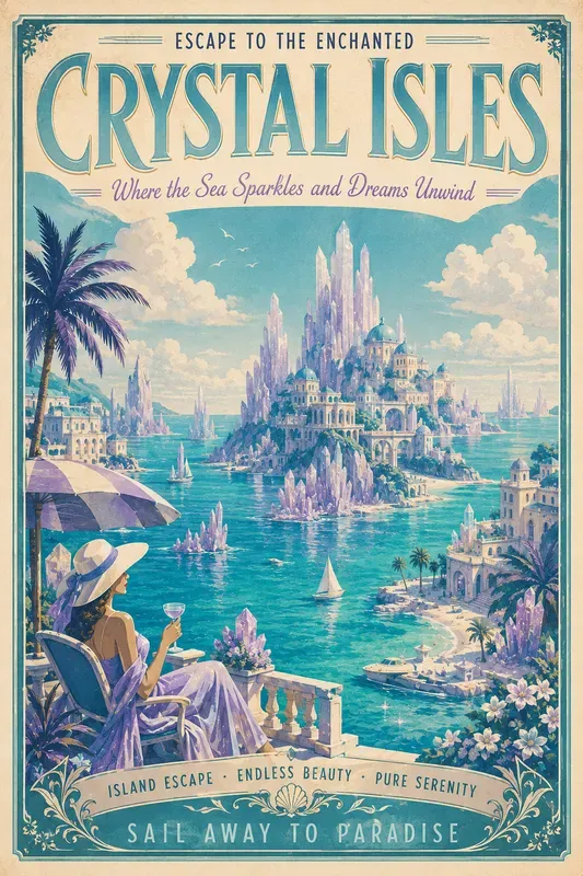 Vintage Fantasy Travel Poster Generator