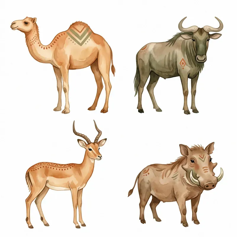 Boho Safari Animals Watercolor Clipart
