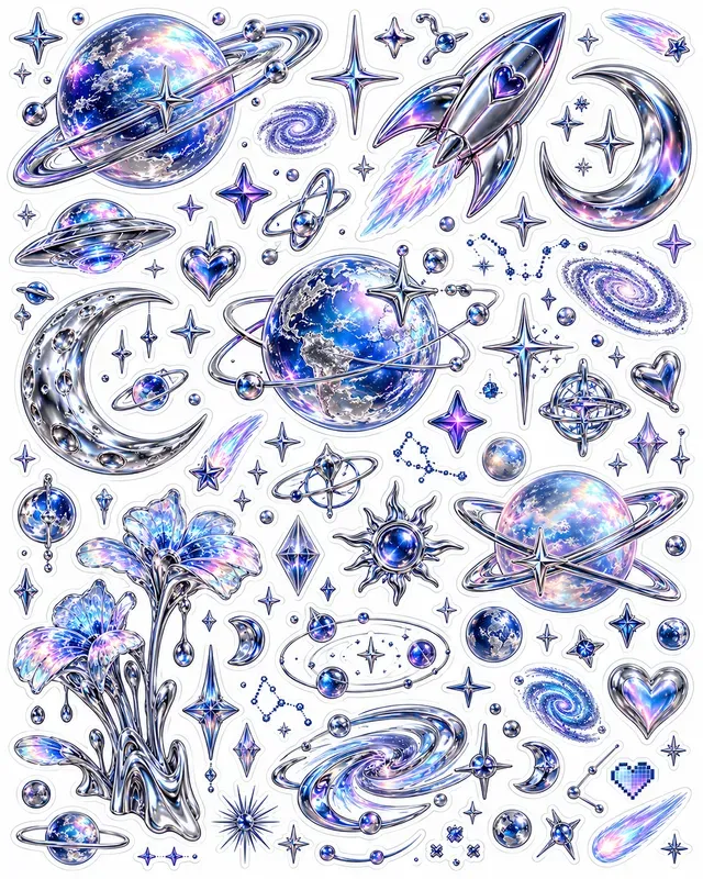 Y2k Chrome Sticker Sheet Generator