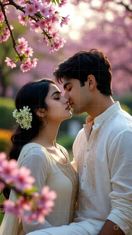 Outdoor Nature Couple Kiss Portraits