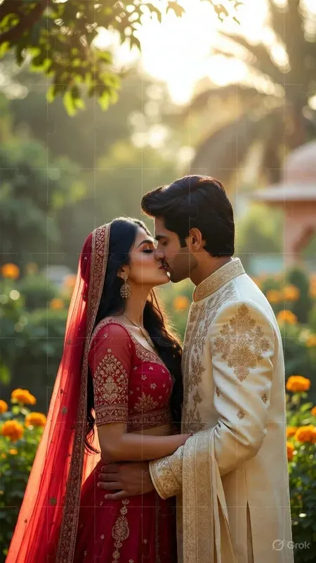 Outdoor Nature Couple Kiss Portraits
