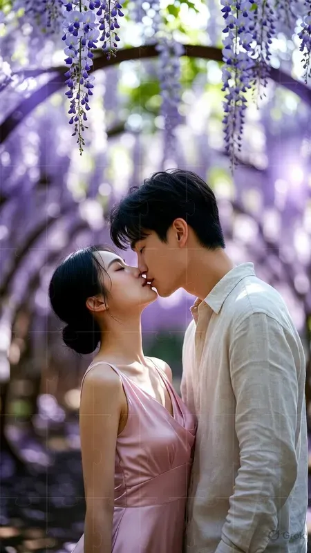 Outdoor Nature Couple Kiss Portraits