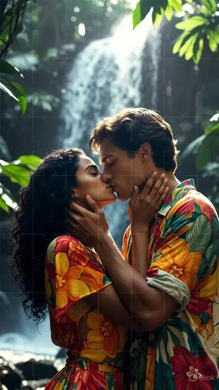 Outdoor Nature Couple Kiss Portraits