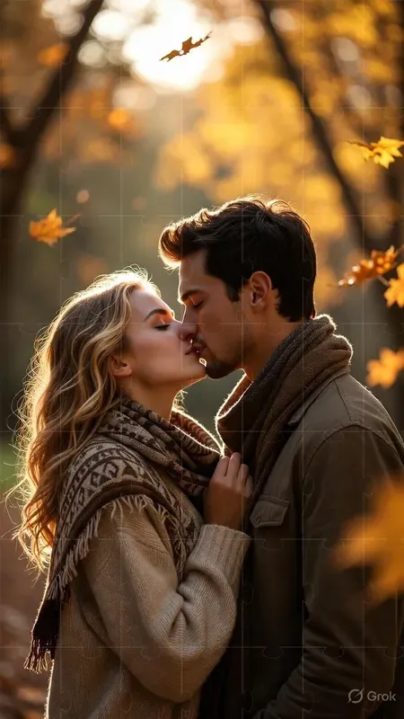 Outdoor Nature Couple Kiss Portraits