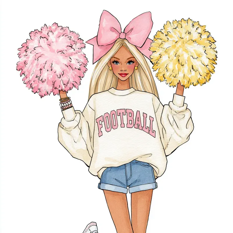 Preppy Girly College Football Cliparts