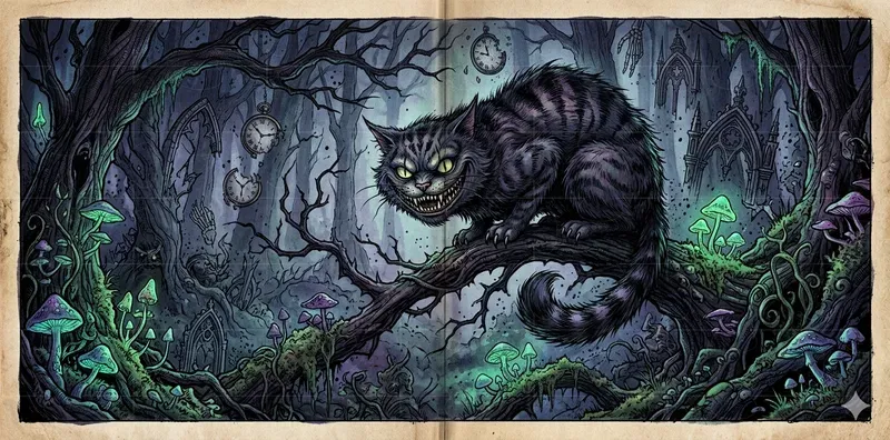 Dark Alice Wonderland Book Spreads