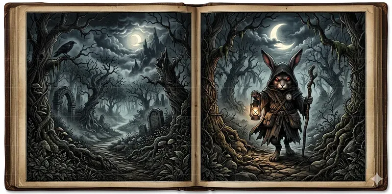 Dark Alice Wonderland Book Spreads