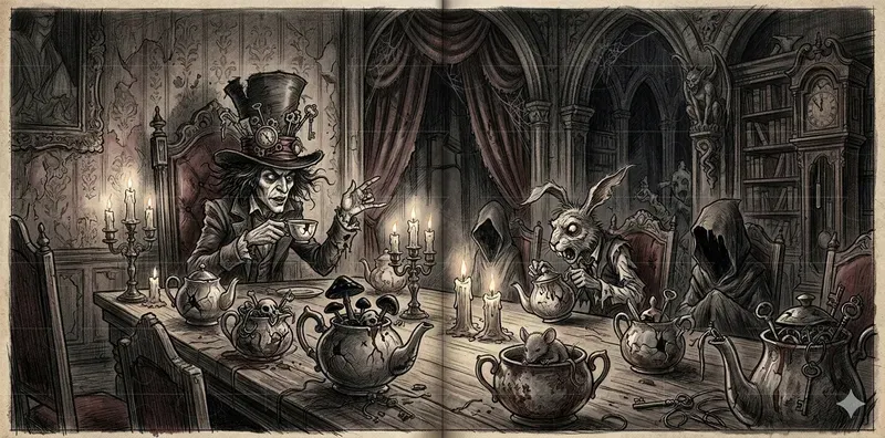 Dark Alice Wonderland Book Spreads