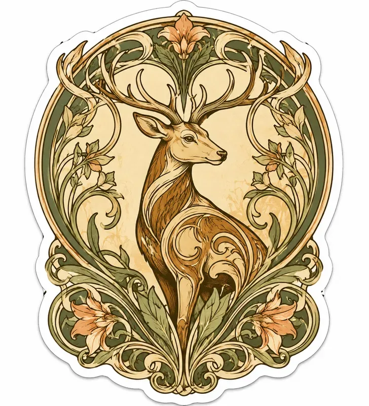 Art Nouveau Animal Sticker Cliparts