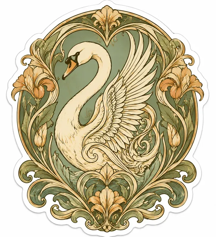 Art Nouveau Animal Sticker Cliparts