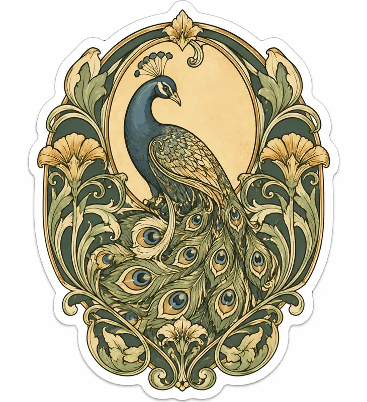 Art Nouveau Animal Sticker Cliparts