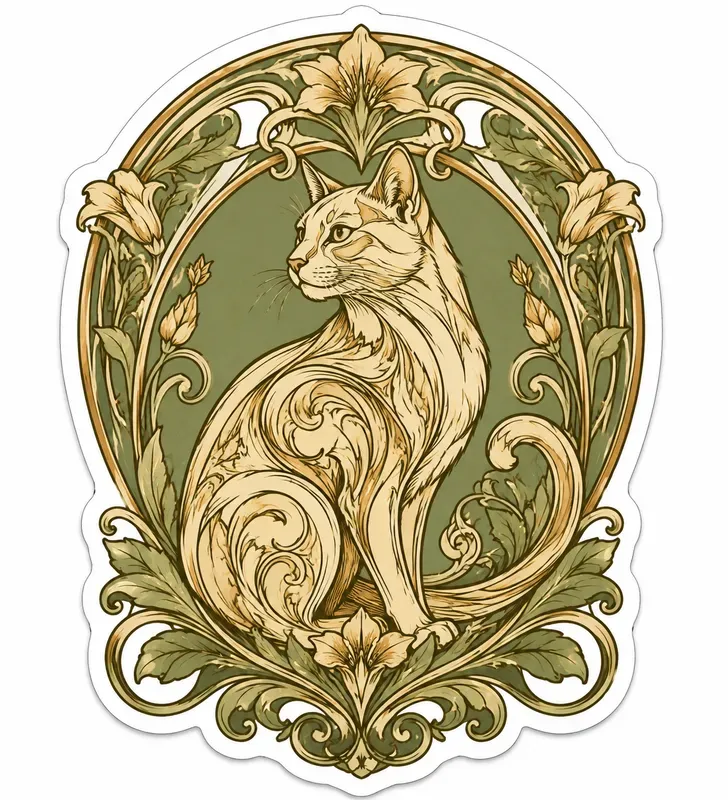 Art Nouveau Animal Sticker Cliparts