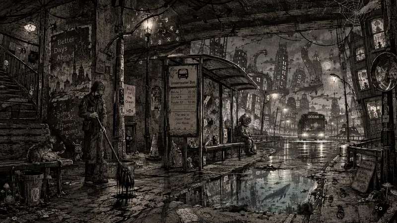 Surreal Midnight Bus Stops