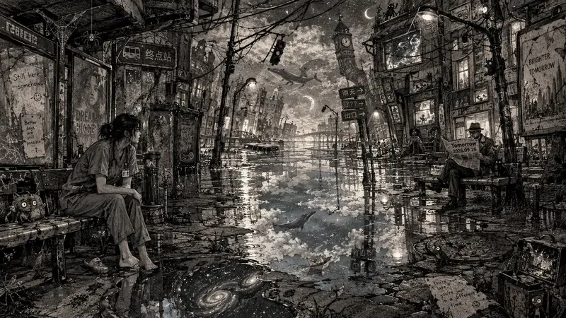 Surreal Midnight Bus Stops