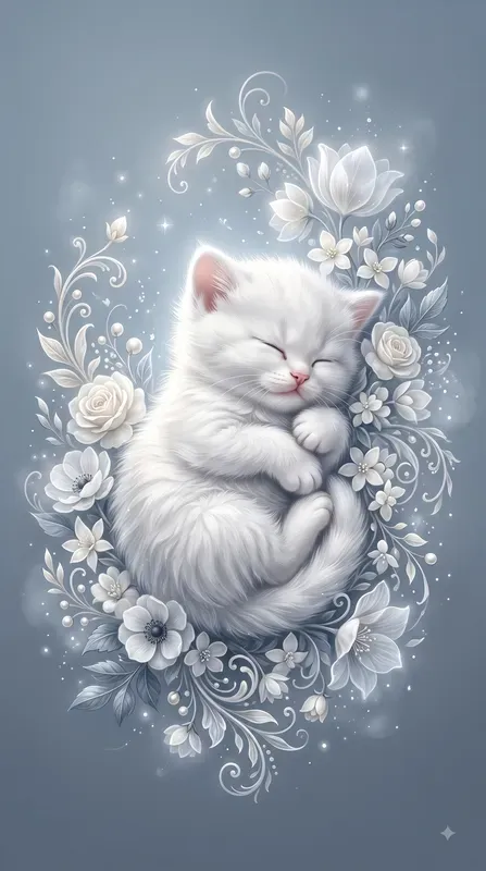 Ethereal White Floral Baby Animals
