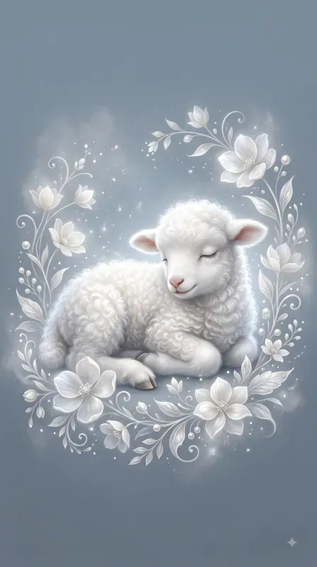 Ethereal White Floral Baby Animals