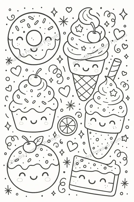Kawaii Style Doodle Kids Coloring Pages