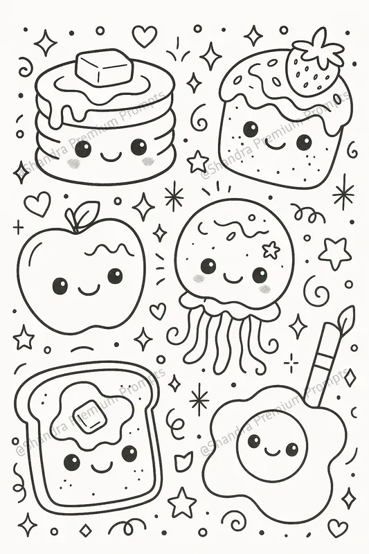 Kawaii Style Doodle Kids Coloring Pages