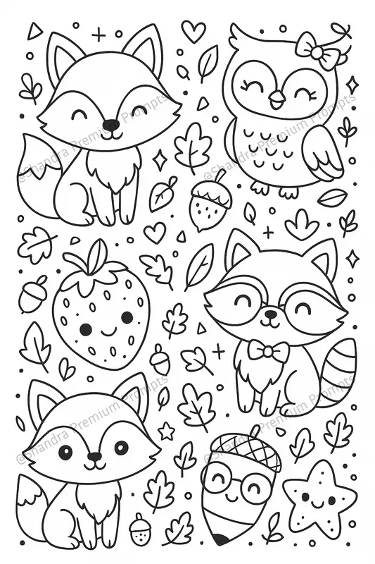 Kawaii Style Doodle Kids Coloring Pages