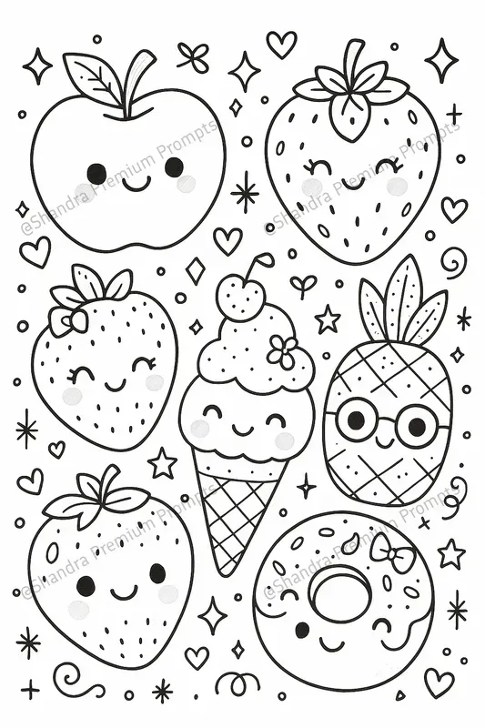 Kawaii Style Doodle Kids Coloring Pages