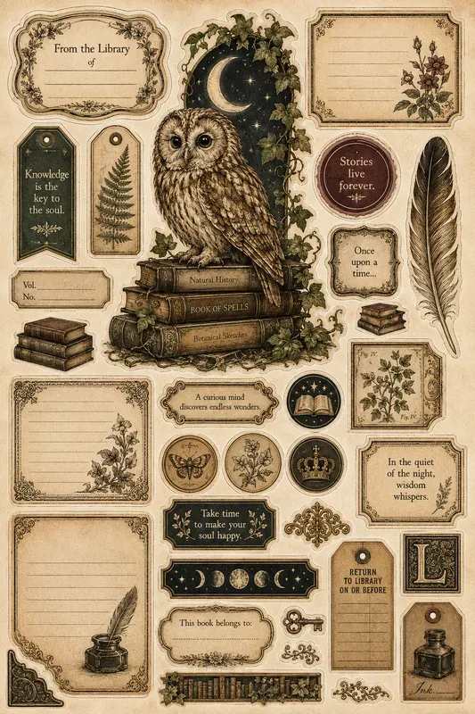 Vintage Bookish Journal Sticker Kits
