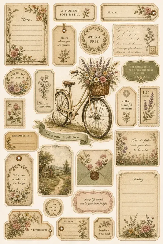 Vintage Bookish Journal Sticker Kits