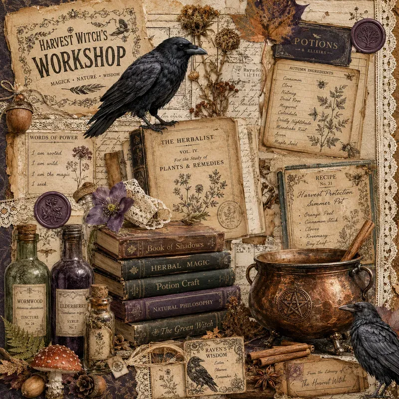 Vintage Autumn Storybook Ephemera