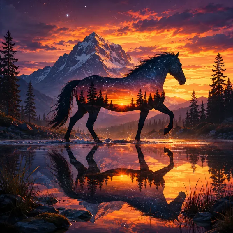 Silhouette Reflections At Dusk