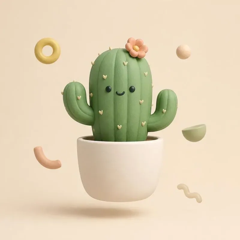 3D Minimalist Clay Plants Mockups