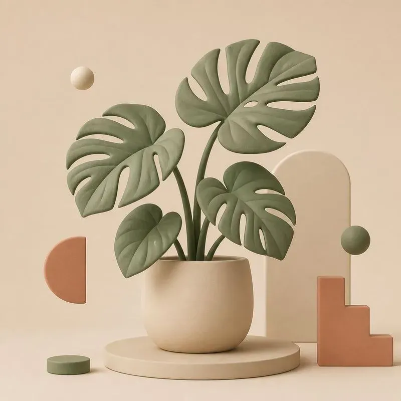 3D Minimalist Clay Plants Mockups