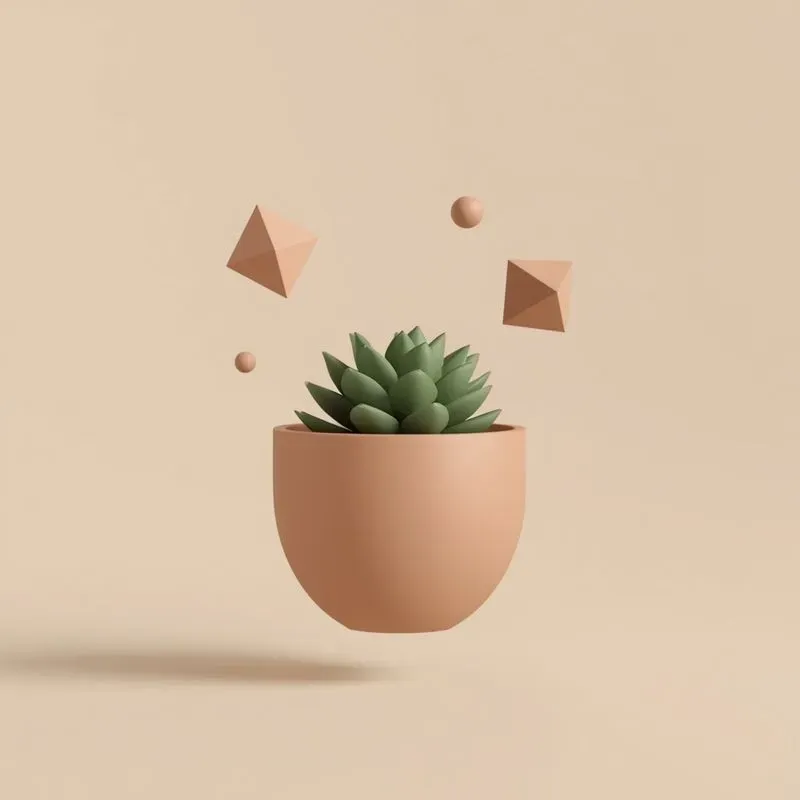 3D Minimalist Clay Plants Mockups