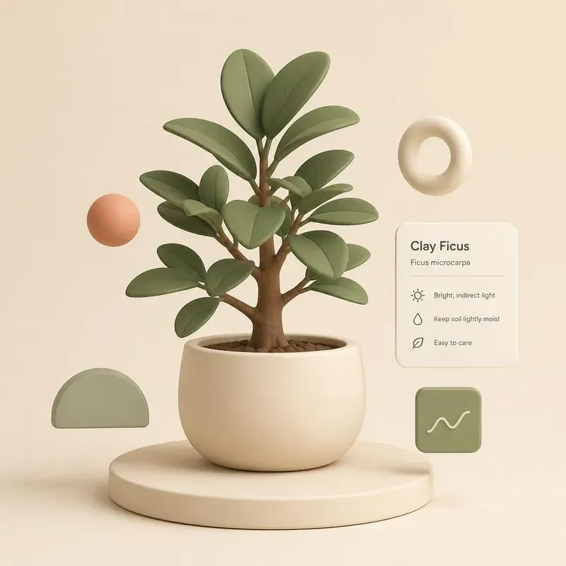 3D Minimalist Clay Plants Mockups
