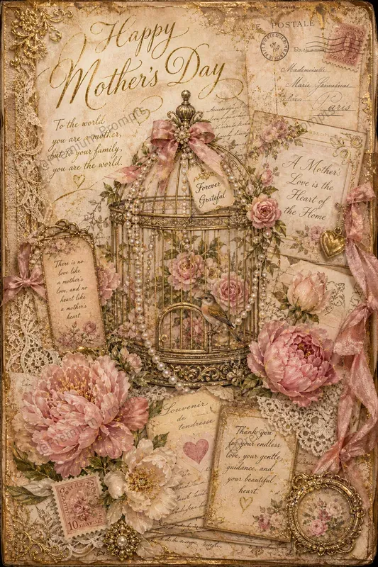 Romantic Mothers Day Junk Journal Pages