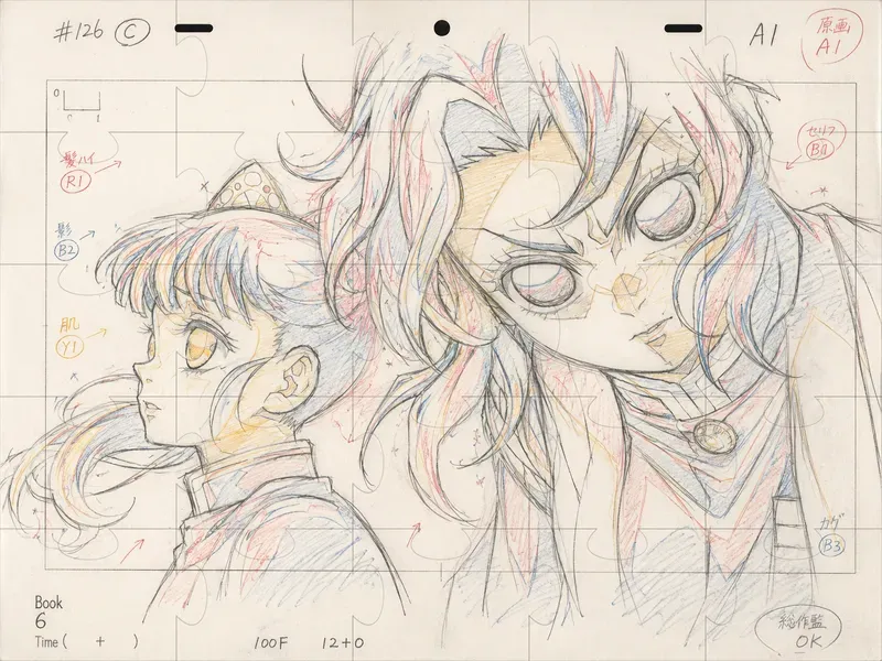 90s Anime Genga Keyframe Drawings