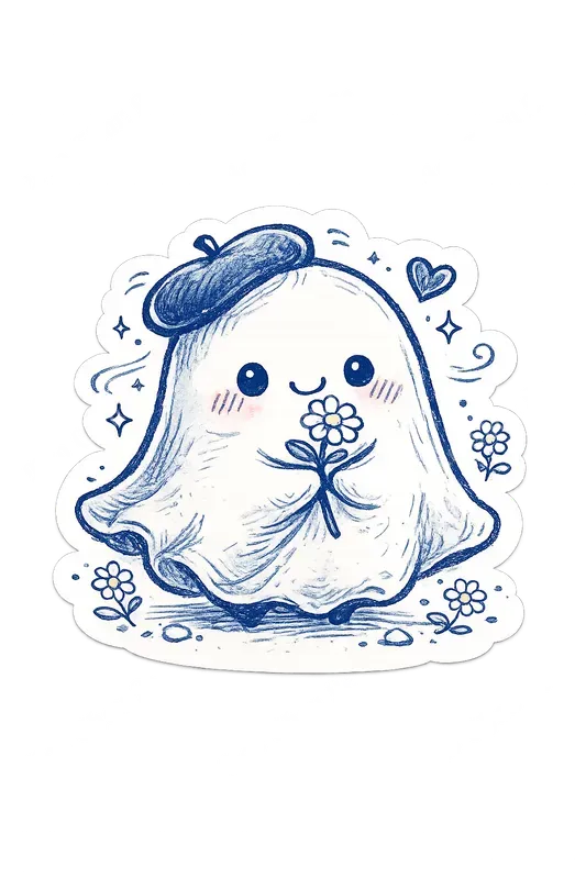 Charming Blue Ink Sticker Illustrations