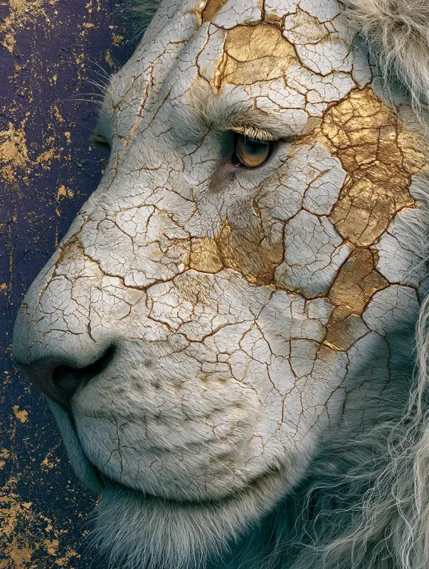 Cracked Gold Mixed Media Art