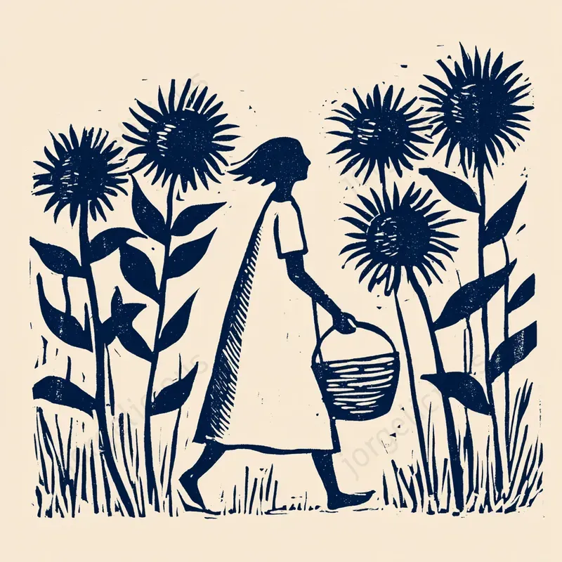 Folk Linocut Story Illustrations