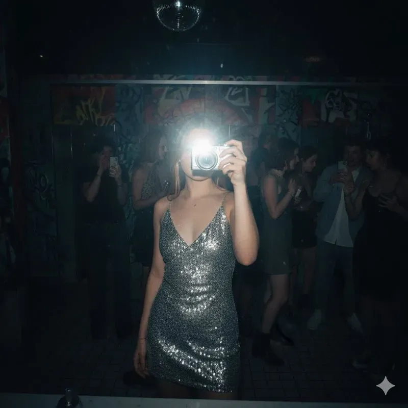 2010s Vintage Mirror Selfie Flashes