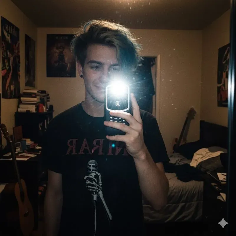 2010s Vintage Mirror Selfie Flashes