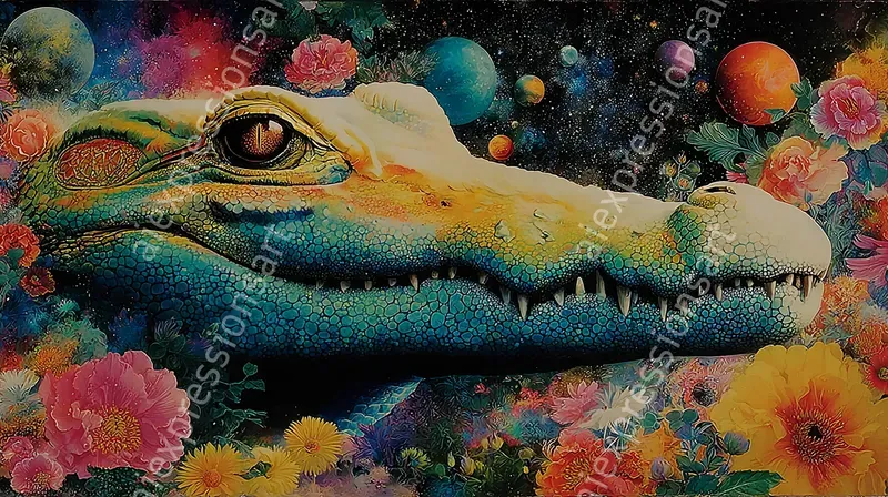 Retro Psychedelic Cosmic Fantasy Art