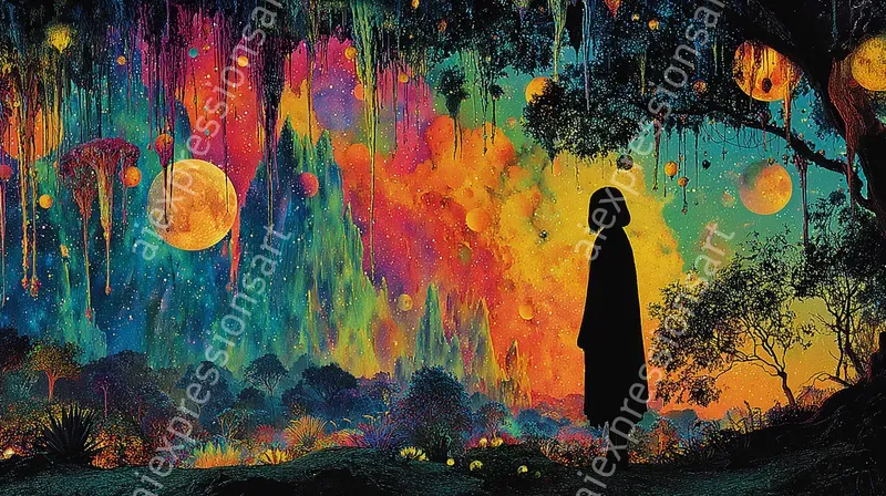 Retro Psychedelic Cosmic Fantasy Art