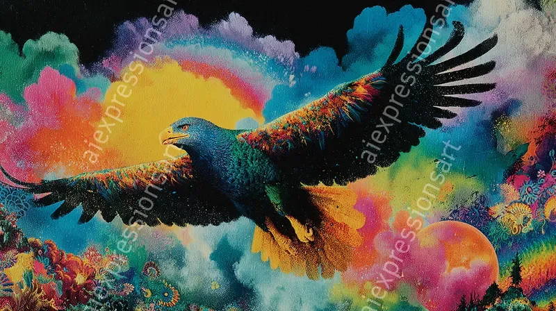 Retro Psychedelic Cosmic Fantasy Art