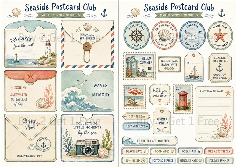 Two Page Junk Journal Ephemera Sets