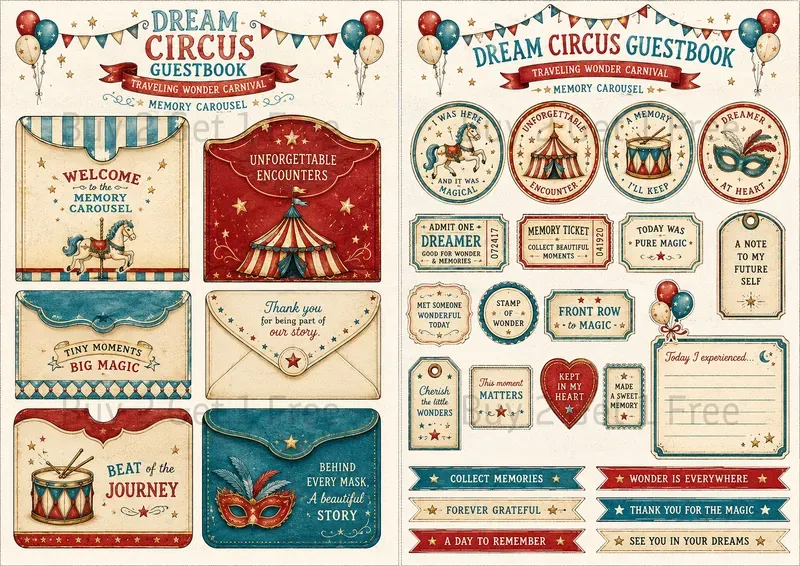 Two Page Junk Journal Ephemera Sets