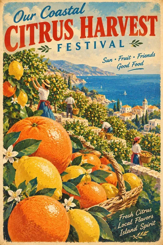 Retro Mediterranean Food Travel Posters
