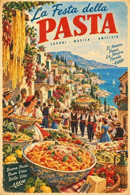 Retro Mediterranean Food Travel Posters