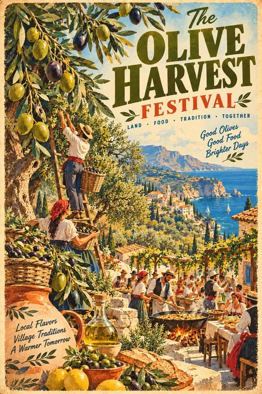 Retro Mediterranean Food Travel Posters