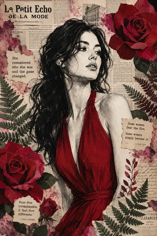 Vintage Newspaper Botanical Collages